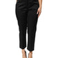 Black Cotton Blend Cropped Straight Leg Pants