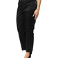Black Cotton Blend Cropped Straight Leg Pants