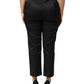 Black Cotton Blend Cropped Straight Leg Pants