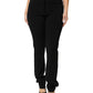 Black Viscose Acetate Blend Straight Leg High Waist Pants