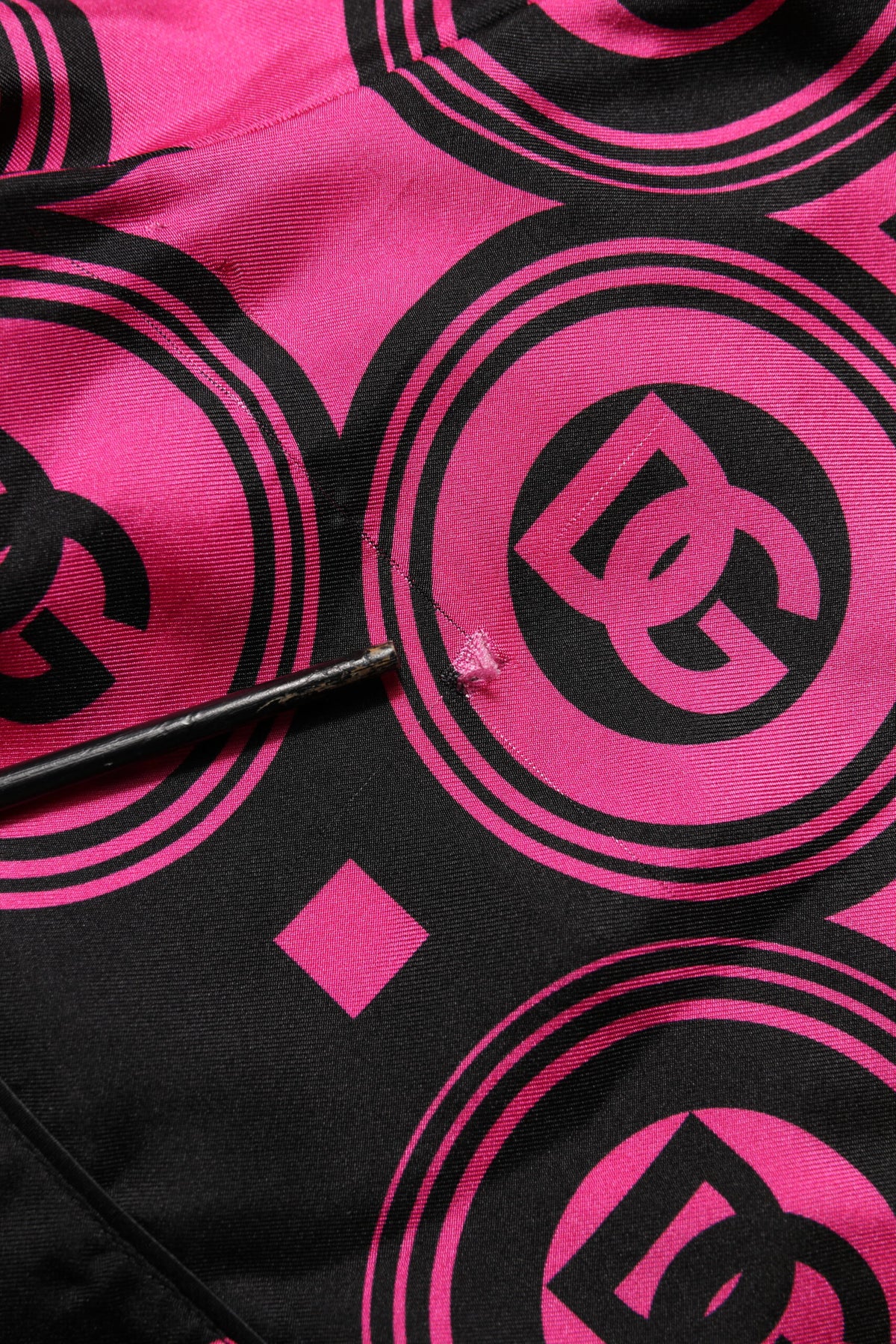 Pink Black Silk Logo Print DG Pattern Shorts