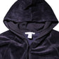 Purple Cotton Blend Velvet Zip-Up Hoodie Sweatshirt Sweater