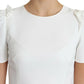 White Viscose Acetate Short Sleeve Blouse Top