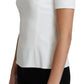 White Viscose Acetate Short Sleeve Blouse Top