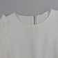 White Viscose Acetate Short Sleeve Blouse Top