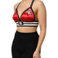 Red Satin Floral Embroidered Bralette Crop Top