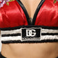 Red Satin Floral Embroidered Bralette Crop Top