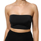 Black Nylon Blend Bandeau Strapless Tube Top