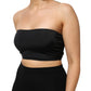 Black Nylon Blend Bandeau Strapless Tube Top