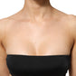 Black Nylon Blend Bandeau Strapless Tube  Top