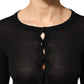 Black Virgin Wool Buttoned Cardigan Sweater