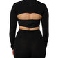 Black Viscose Turtle Neck Crop Pullover Top