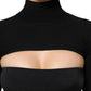 Black Viscose Turtle Neck Crop Pullover Top