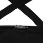 Black Viscose Halter Off Shoulder Cropped Top