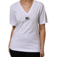 White Cotton V-Neck Short Sleeves T-Shirt