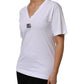 White Cotton V-Neck Short Sleeves T-Shirt