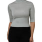 Gray Turtle Neck 3/4 Sleeves Pullover Top