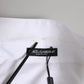 White Crystal Embellished Dress Shirt Top
