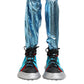 Blue Lace Up Over The Knee Socks Men Boots Shoes