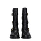Black Leather Flat Boots