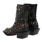 Black Crystal Embellished Men Short Boots Shoes