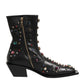 Black Crystal Embellished Men Short Boots Shoes