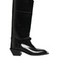 Black Logo Plaque Over The Calf Boots Shoes