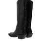 Black Leather Over The Calf Biker Boots Shoes