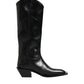 Black Leather Over The Calf Biker Boots Shoes