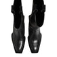 Black Leather Over The Calf Biker Boots Shoes