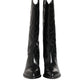 Black Leather Over The Calf Biker Boots Shoes