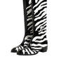 Black White Zebra Over The Calf Boots Shoes