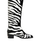 Black White Zebra Over The Calf Boots Shoes