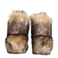 Brown Faux Skim Ski Fur Men Short Boots Shoes