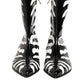 Black White Zebra Leather Mid Calf Boots Shoes