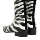 Black White Zebra Leather Mid Calf Boots Shoes