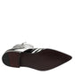 Black White Zebra Leather Mid Calf Boots Shoes