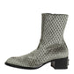 Gray Cotton Velvet Mid Calf Short Boots Shoes