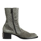Gray Cotton Velvet Mid Calf Short Boots Shoes