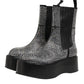 Black Crystal Strass Mid Calf Short Boots  Shoes
