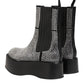 Black Crystal Strass Mid Calf Short Boots  Shoes