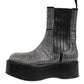 Black Crystal Strass Mid Calf Short Boots  Shoes