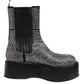 Black Crystal Strass Mid Calf Short Boots  Shoes