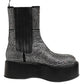 Black Crystal Strass Mid Calf Short Boots  Shoes