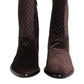 Brown Cotton Velvet Mid Calf Short Boots Shoes