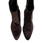 Brown Cotton Velvet Mid Calf Short Boots Shoes