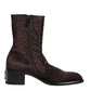 Brown Cotton Velvet Mid Calf Short Boots Shoes