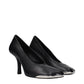 Black Leather High Heel Pumps