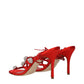 Red Satin Stiletto Heels Sandals