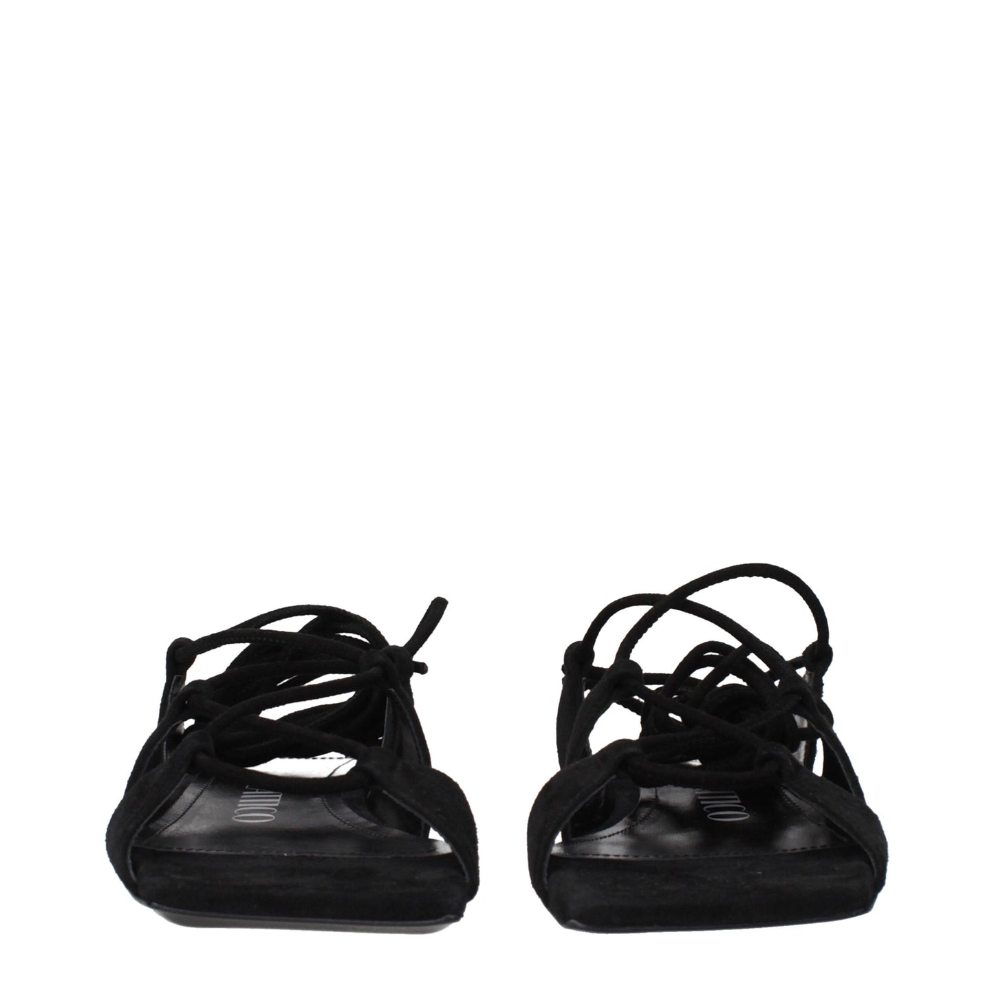 Black Leather Flat Sandals